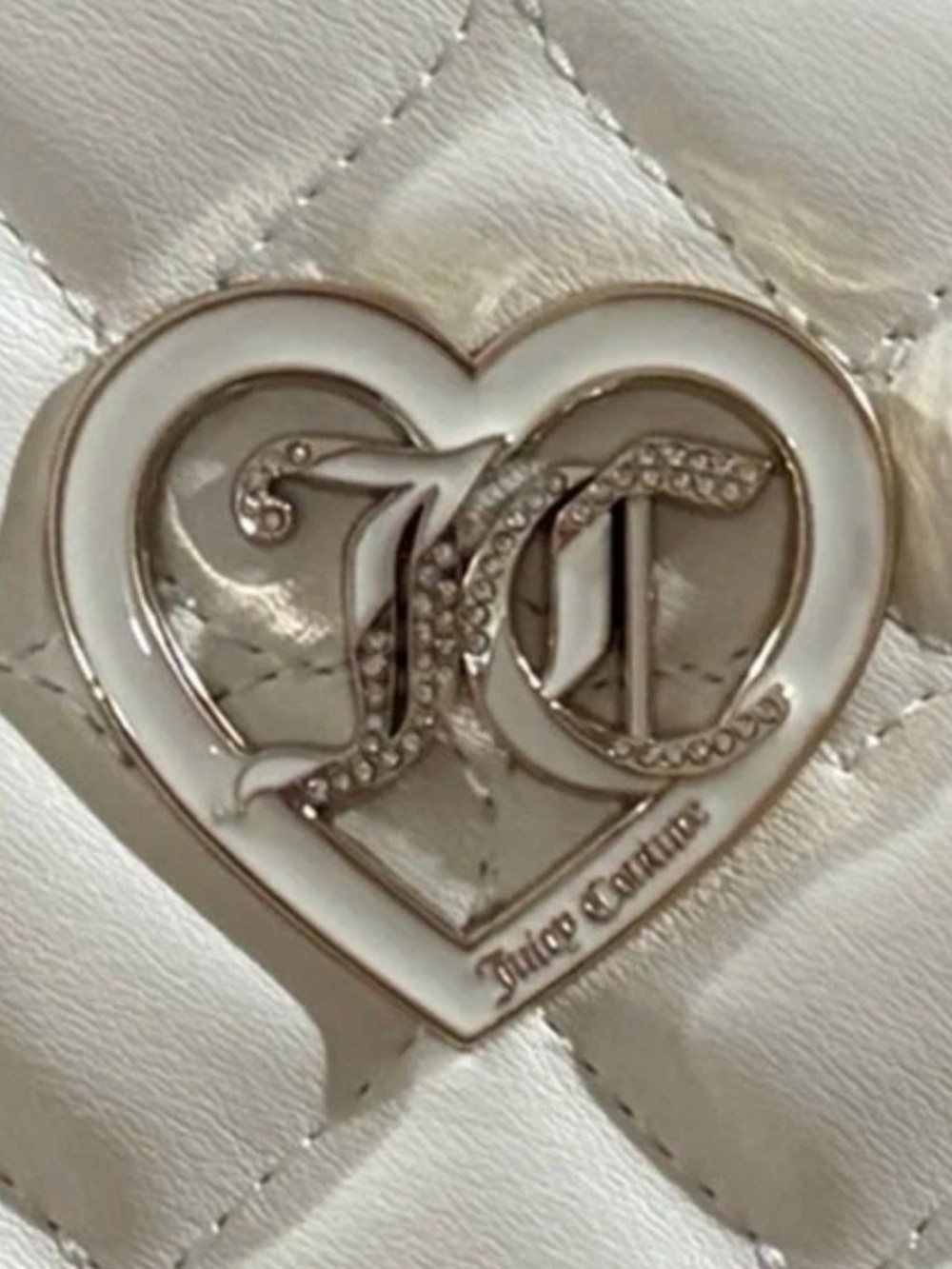 NWT Juicy Couture Flawless Dome Satchel Heart Quilt White Crossbody Bag Handbag - Picture 5 of 10
